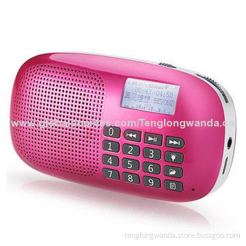 Music Player, Supports Micro SD Card, with FM Radio and LED Lighting